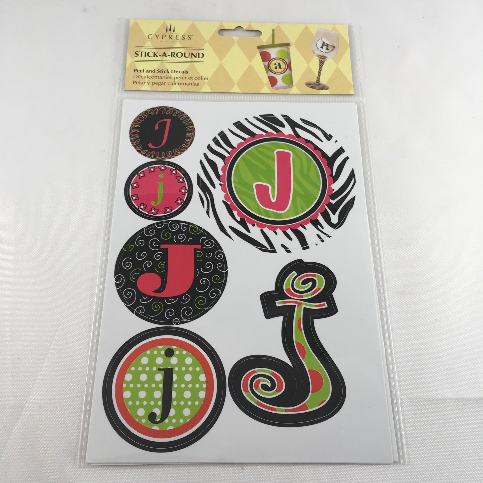 Stick-A-Round Peel And Stick Monogram "J" Assorted Decals Cypress Home