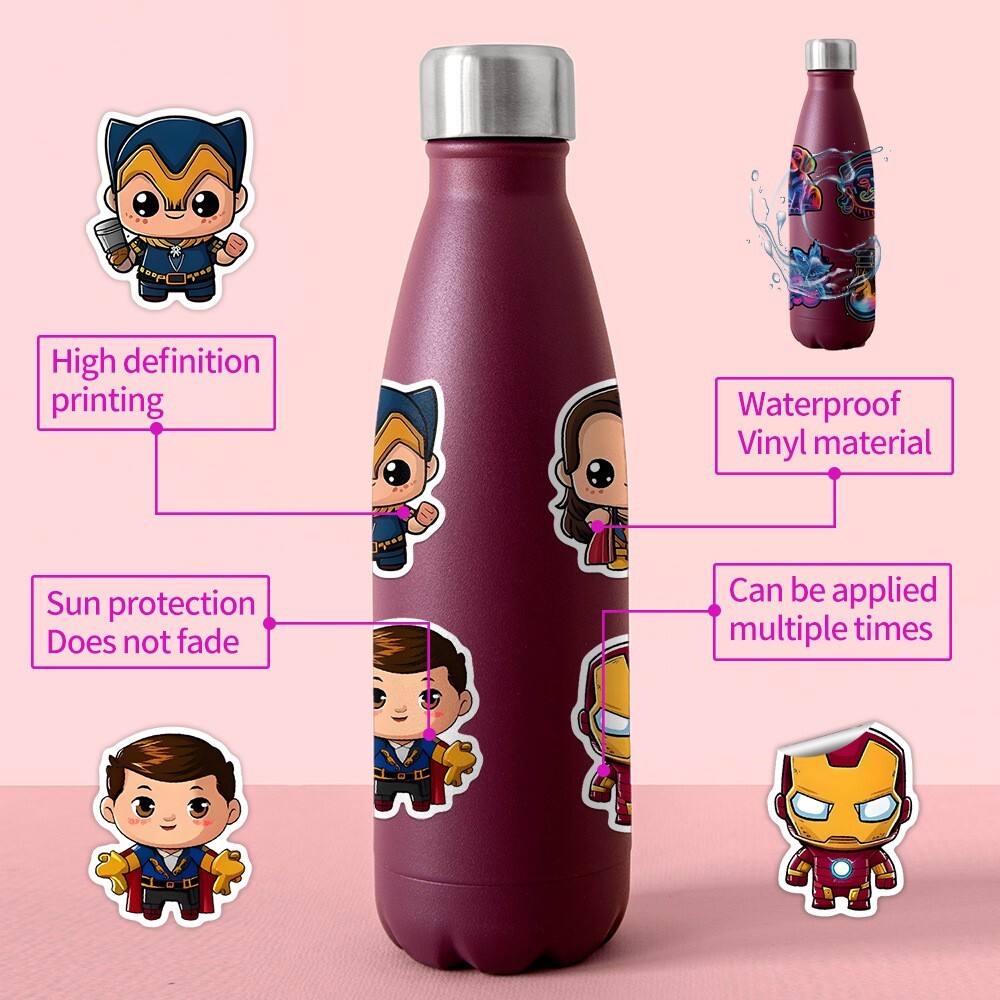 50pcs Waterproof Vinyl Stickers Marvel The Avengers Luggage Phone Laptop Fridge