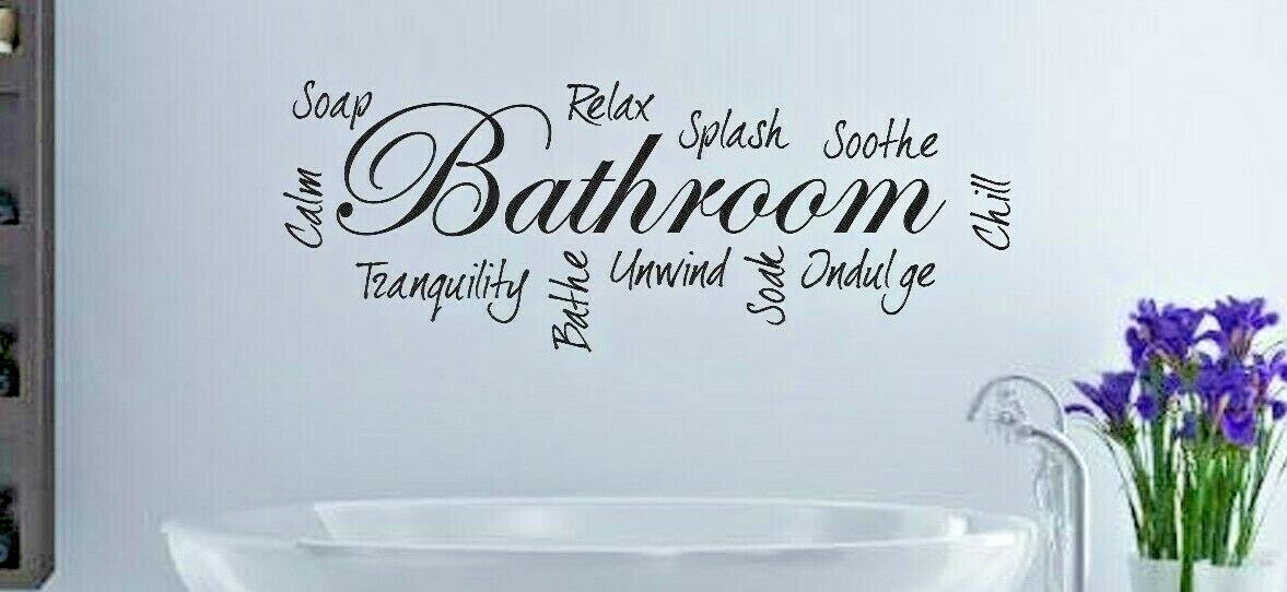 BATHROOM WORD CLOUD MODERN WALL STICKER VINYL ART CONTEMPORARY