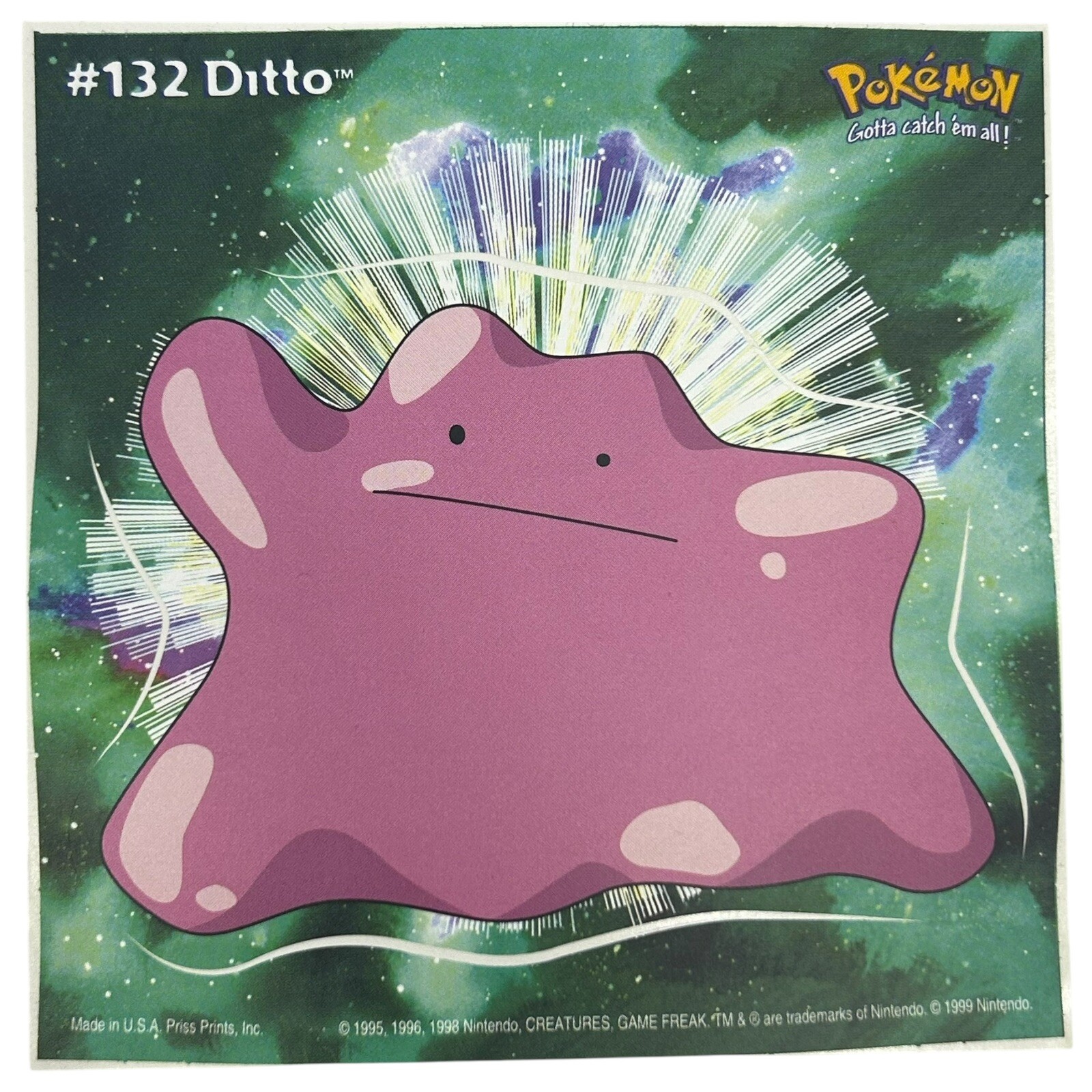 Pokemon Collect ’em Stick-Ups Ditto #132 Large 4” Sticker Priss Prints
