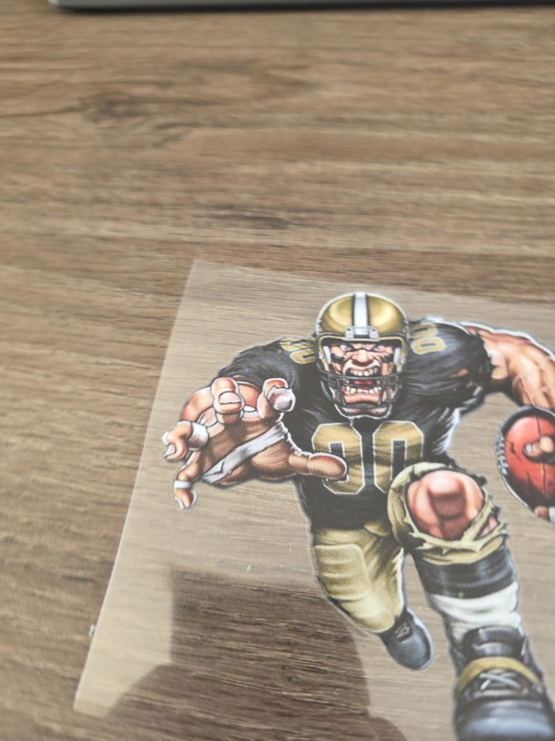 New Orleans Saints Running Football Player Raised UV DTF Decal 4in X 4in Color.