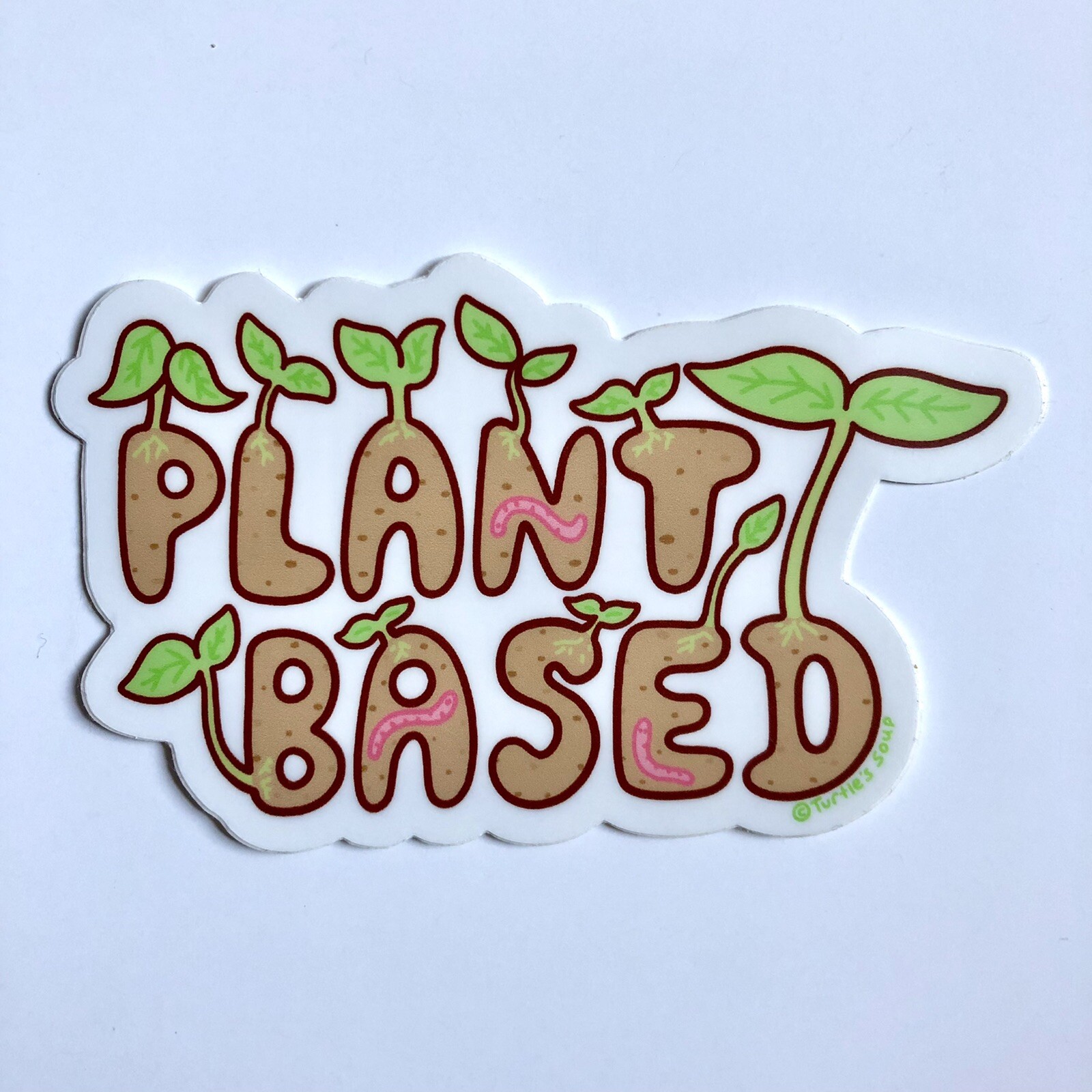 NEW! Turtle’s Soup SET OF 4 VINYL STICKERS / DECALS — 3×3” Whimsical Plant Theme