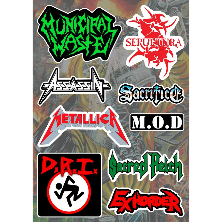 Thrash Metal Sticker Pack | Over Kill Municipal Waste Megadeth Sepultura S.O.D.