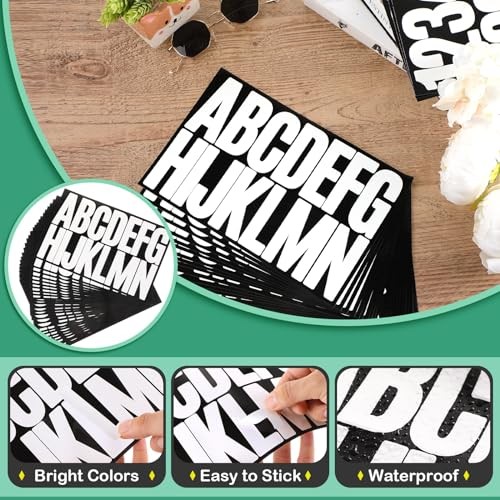 32 Sheets Letter and Number Stickers Self Adhesive Vinyl Letters 3 Inch White