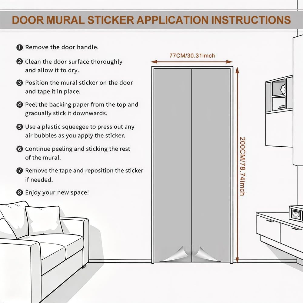 Spring Forest Waterfall Door Mural, Peel and Stick Door Covers Decorative, Na…