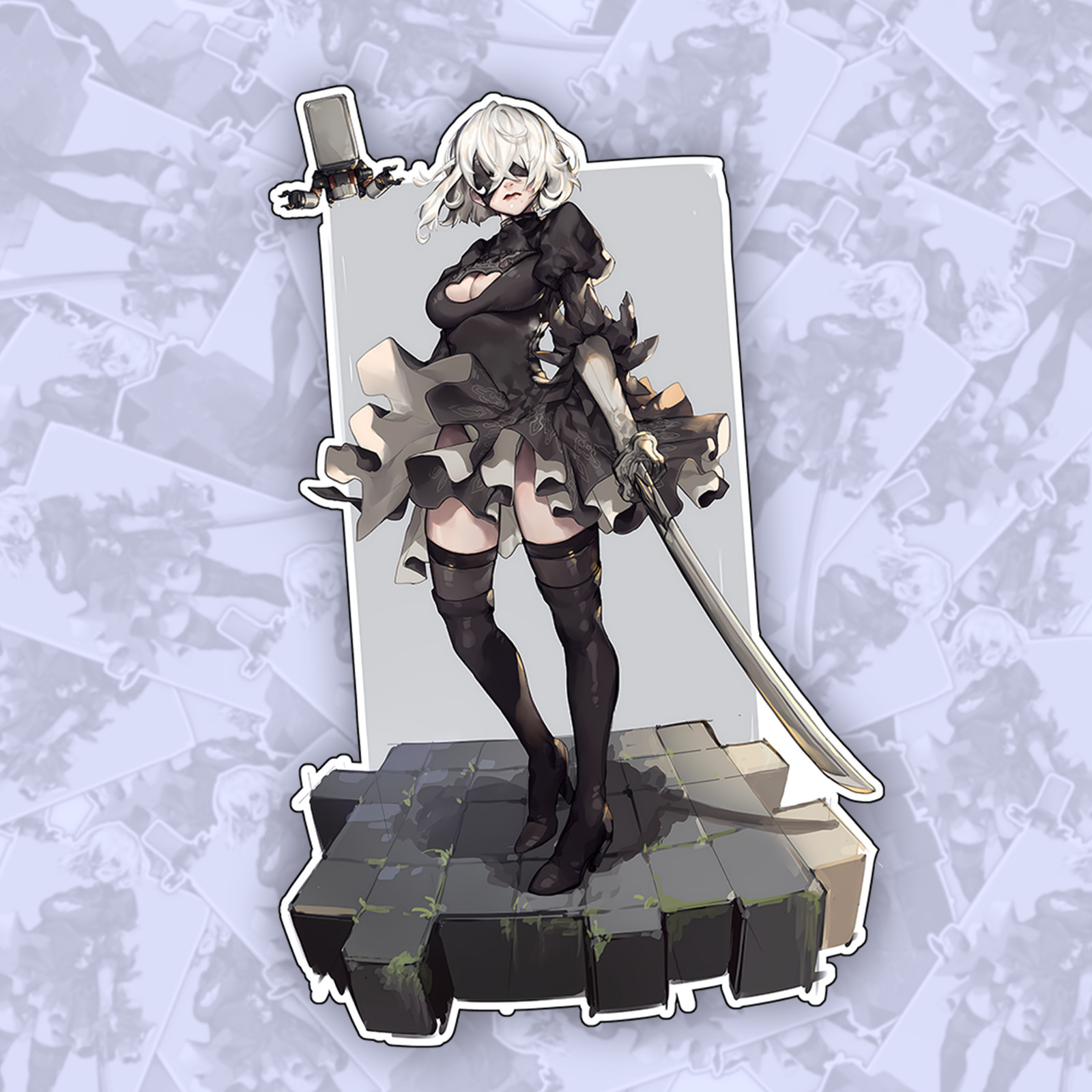 NieR Automata 2B Sticker Vinyl Decal – Anime Sword Pose, Android Warrior