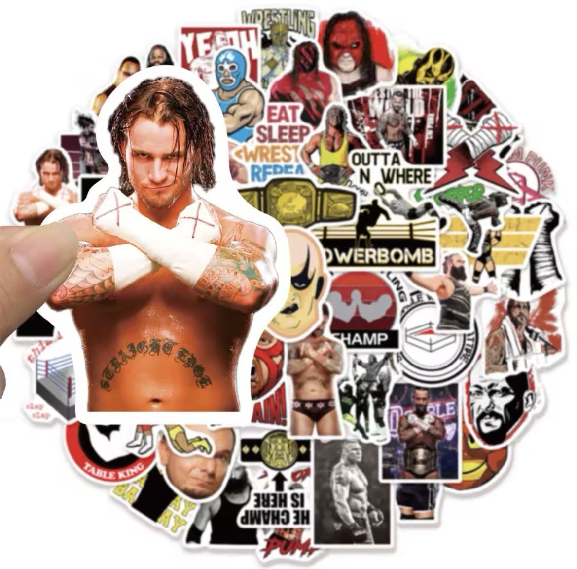Wrestling Style Stickers 50pk Wrestling Superstars Matte Stickers FREE SHIPPING