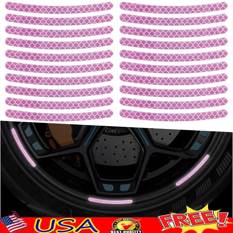 20PCS Reflective Car Wheel Stripe Stickers PVC Waterproof Tire Rim Decals New