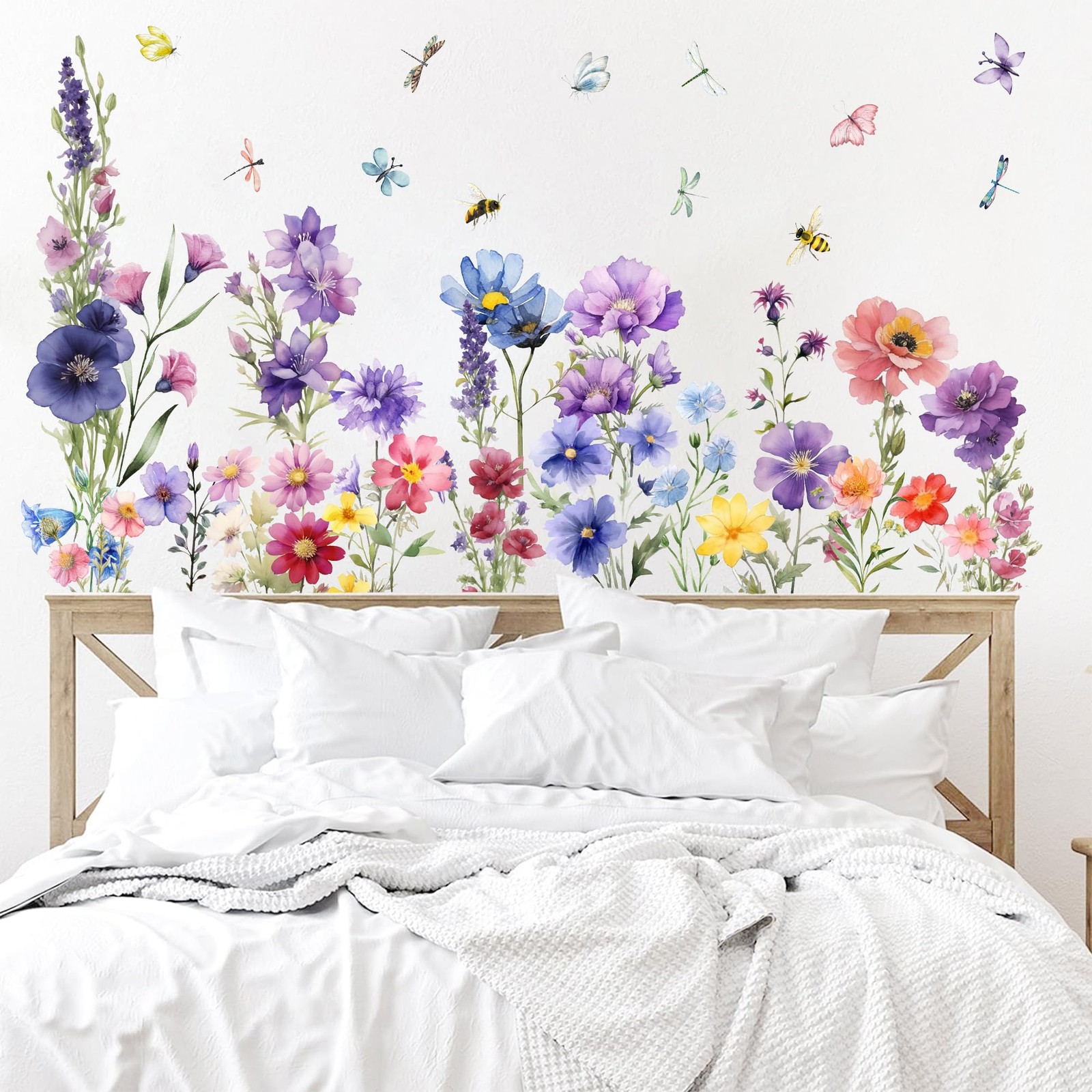 9 Pieces Flowers Wall Decals Flower for Walls Vinyl Color