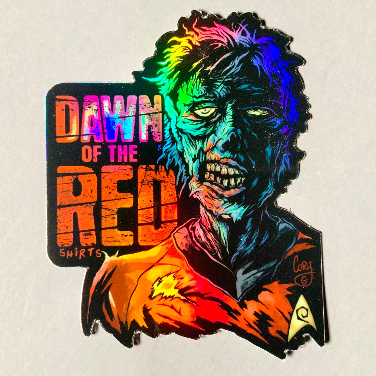 Zombie Star Trek Dawn of the Dead Red Shirts Sticker dvd vhs Blu-ray Horror JTHM