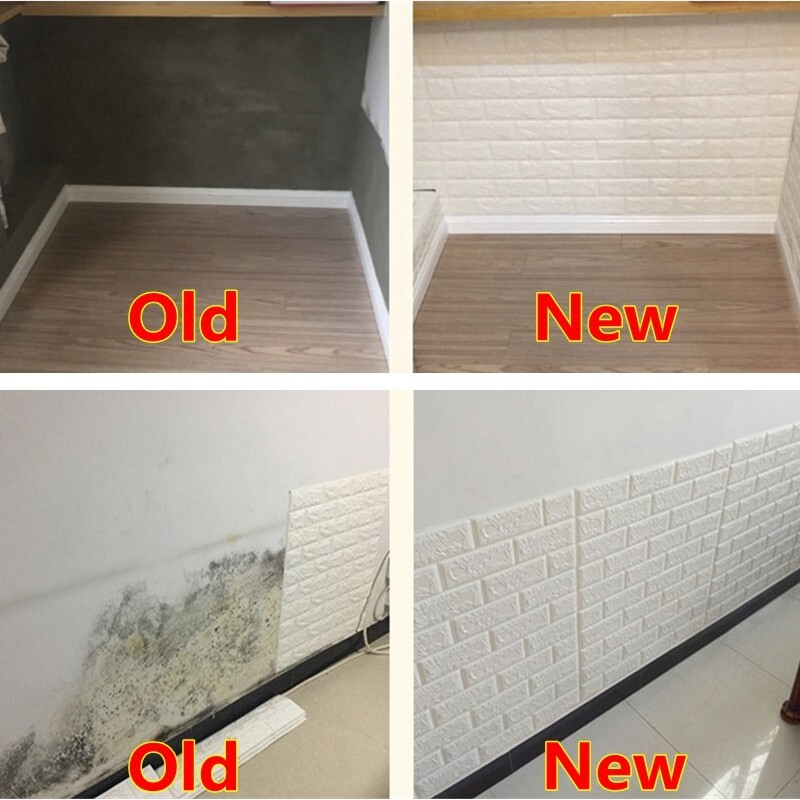 10pcs 3D Foam Brick Wall Sticker Self-adhesive Waterproof Wallpaper Panel