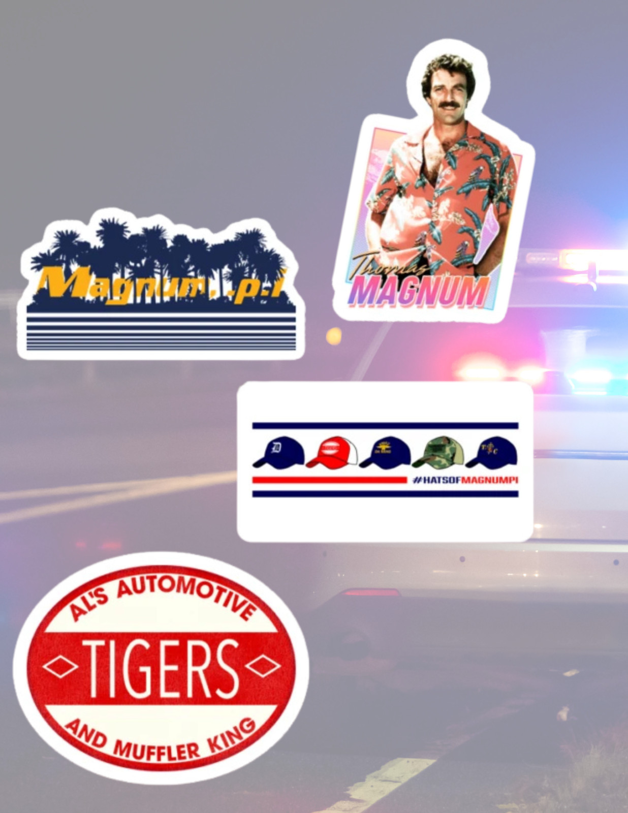 Magnum PI #2 Retro Video Games 4pc Sticker Pack