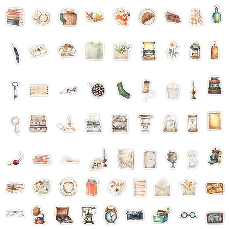 100pcs RETRO COTTAGECORE MAGIC Stickers, Stamps Books Flowers Rainbow, #224