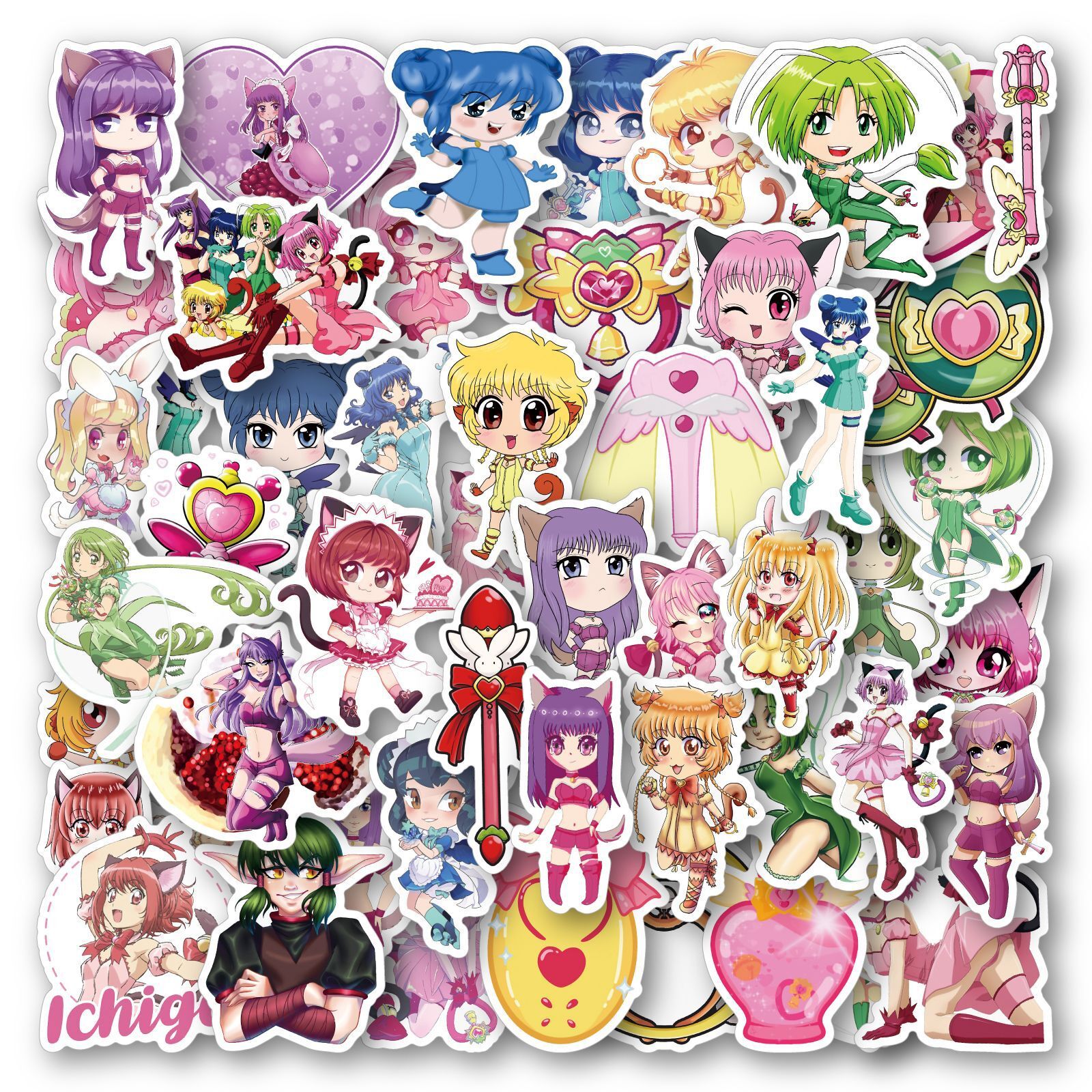 100Pcs Tokyo Mew Mew Sticker for Adults Teens Girls Scrapbooking Water Bottles