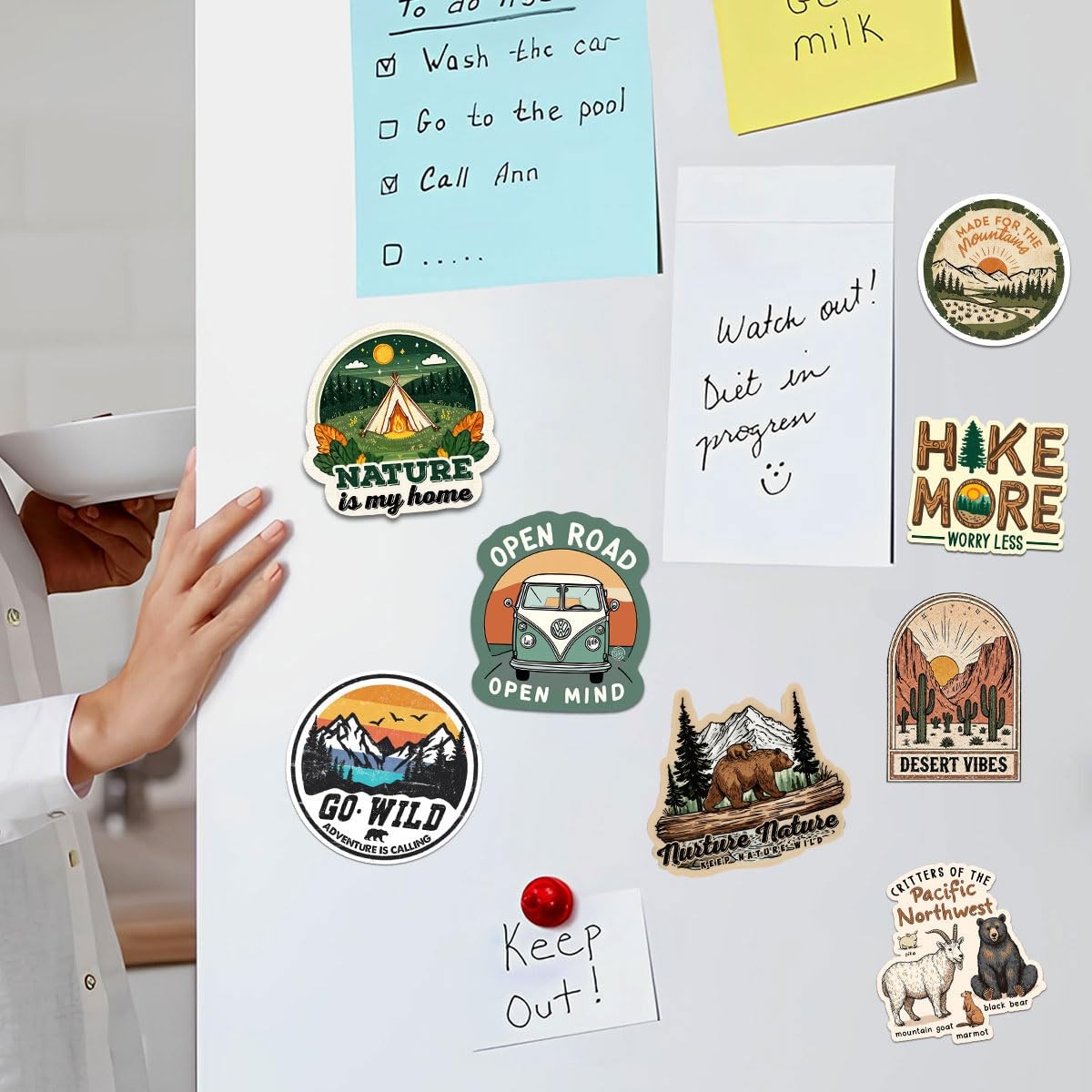 12Pcs Hiking Stickers, Outdoor Hiking Stickers, Adventure Nature Travel Stick…