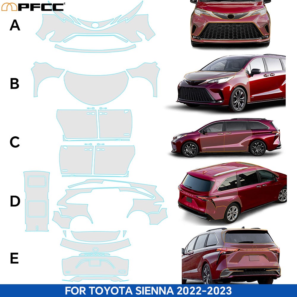 Full Car For Toyota Sienna 2022-2023 TPU Clear PPF Precut Paint Protection Film