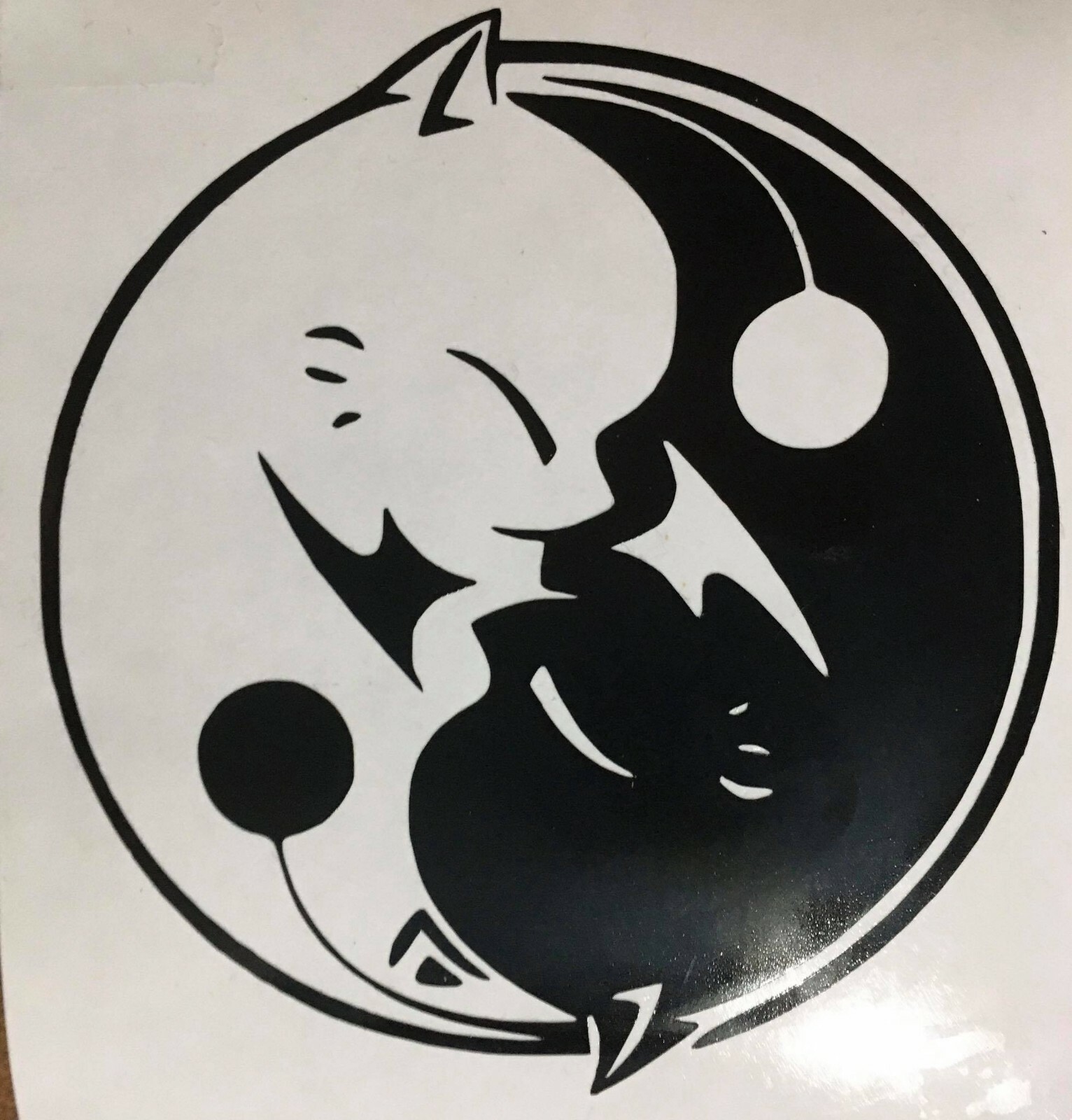 Moogle Final Fantasy Yin Yang Kupo MOG Cait Sith Companion Vinyl Decal Sticker