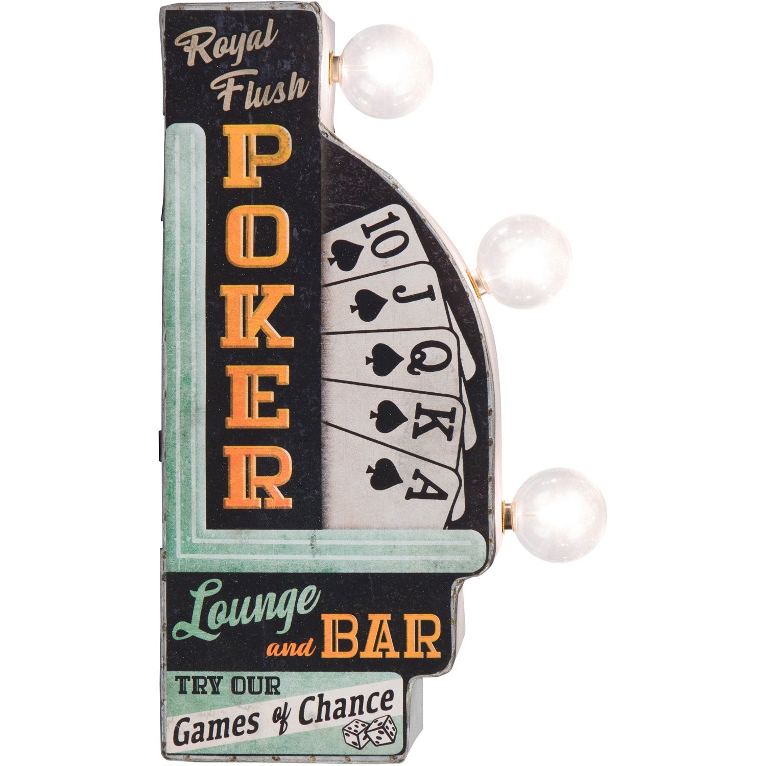 Poker Lounge and Bar Double-Sided Retro Vintage Inspired LED Light Sign Decor