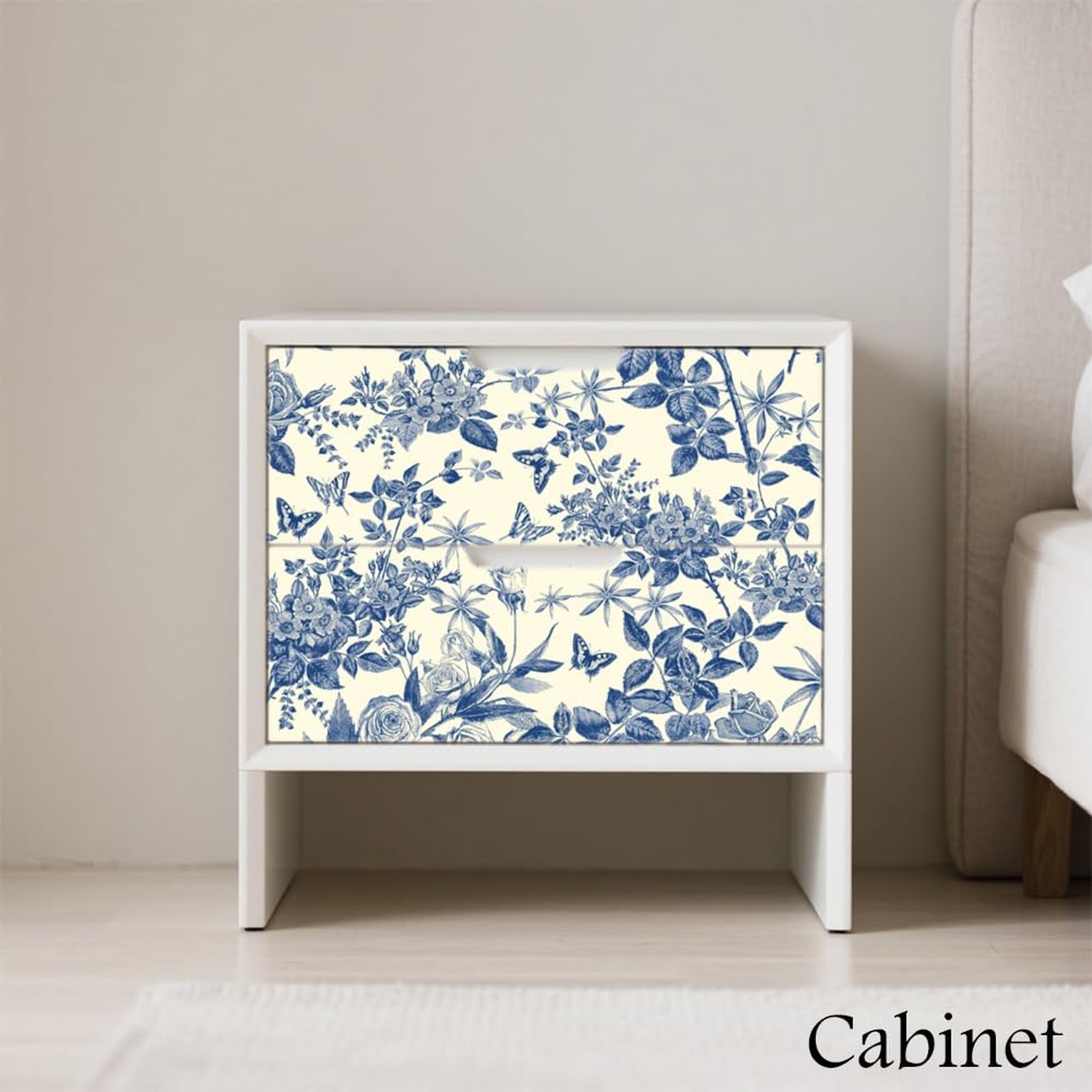 Blue Floral Peel and Stick Wallpaper, Removable Self-Adhesive Waterproof Cont…
