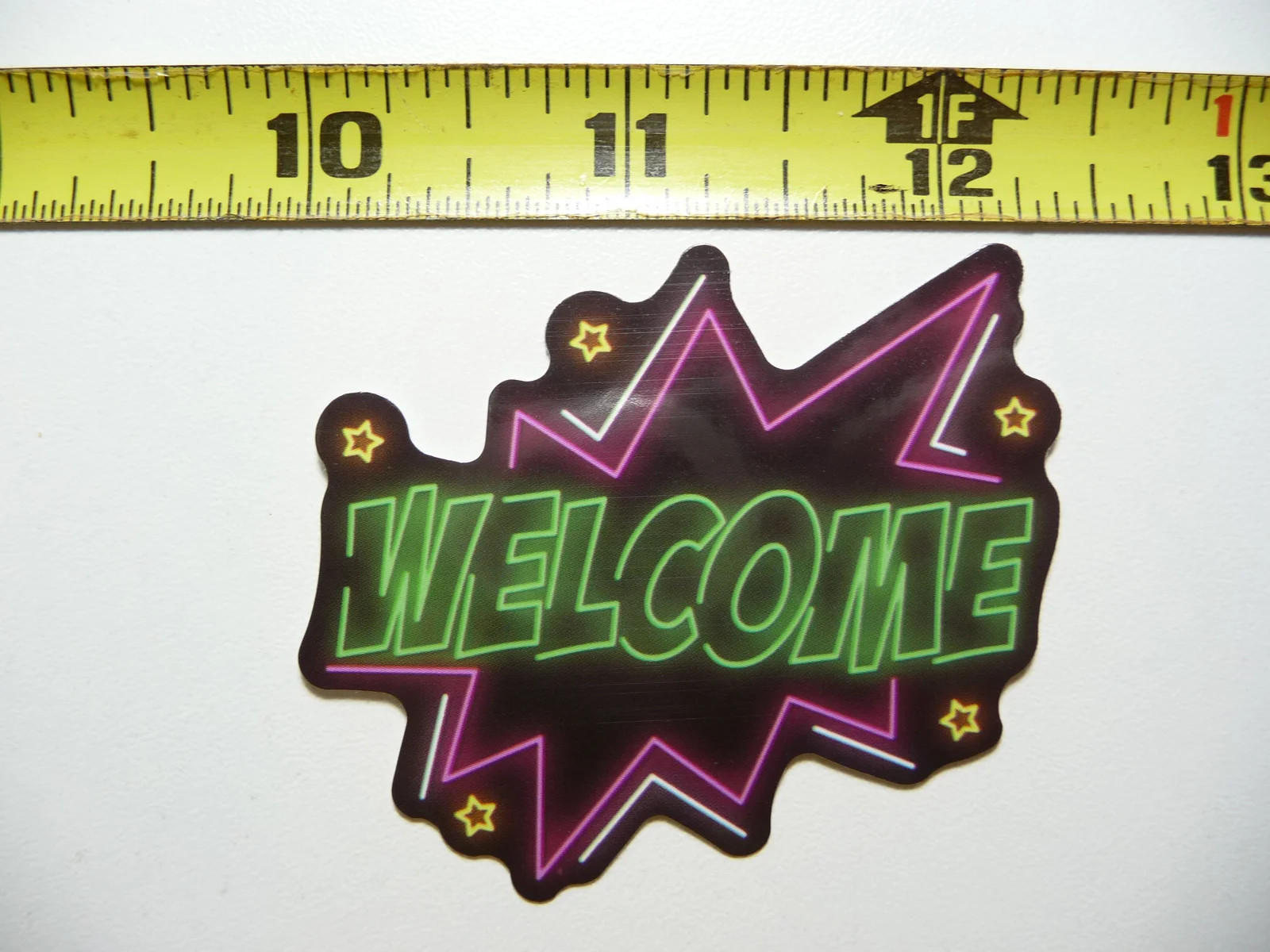 WELCOME STARBURST SMALL STICKER DECAL NEON STYLE FUN FUNNY SCRAPBOOKING