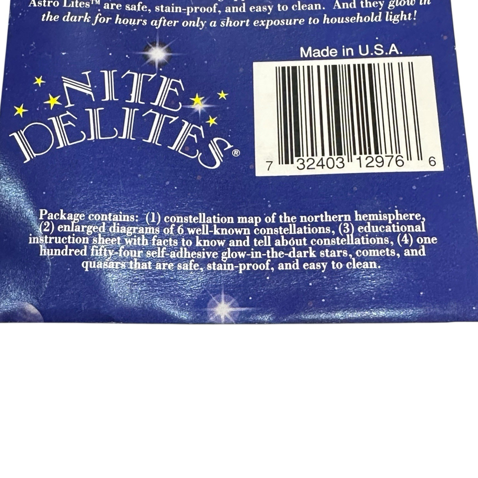 ASTRO LITES BY NITE DELITES-154 Self Adhesive Glow-in-the-Dark Stars Comets NOS