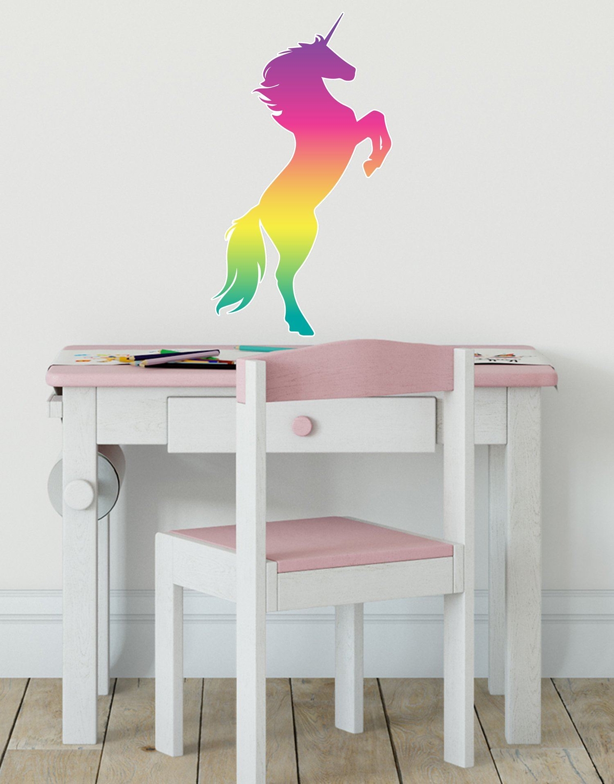 Rainbow Unicorn Wall Decal Sticker. Girl’s bedroom decor. Fantasy Silhouette Des