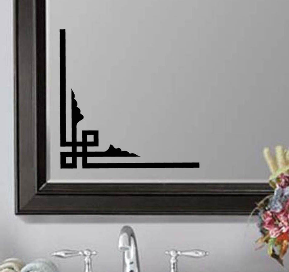Corner Design Bathroom Wall Sticker Decals 9"h x 9"w each (2 Decals)