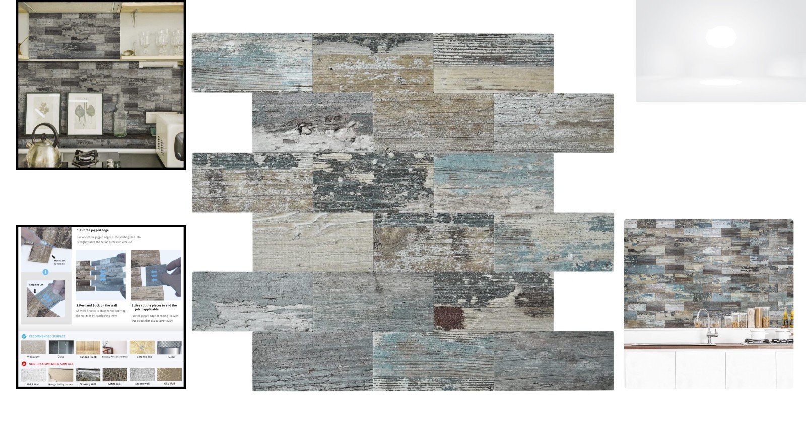 Peel and Stick Wall Panels Green Wood Argyle 5 Sheets Waterproof DIY Backsplash