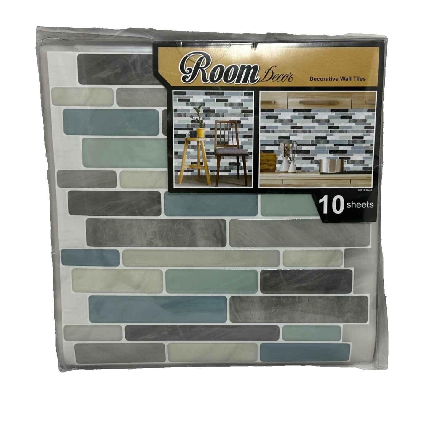Self Adhesive wall tiles for kitchen or bathroom backsplash blue