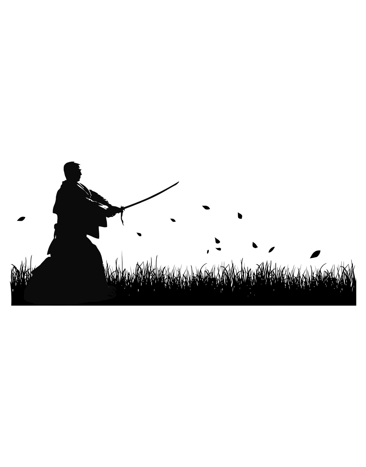 Japanese Ronin Samurai Swordsman in Field Wall Decal. #525