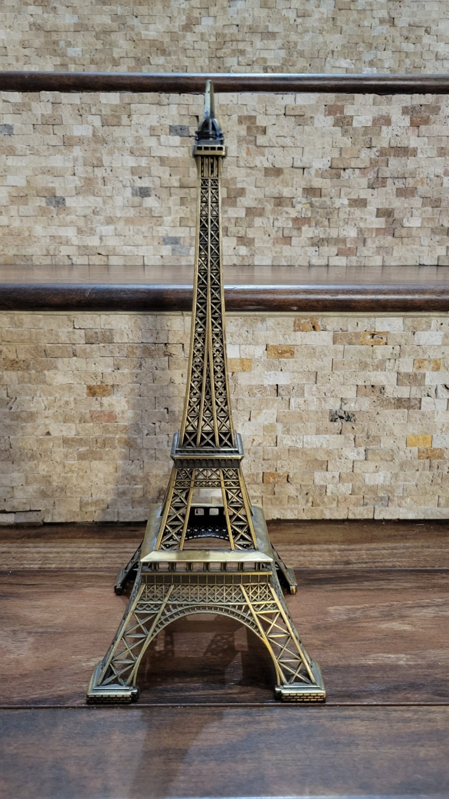 Paris Eiffel Tower Statue Figurine 12 Inches Tall Brass Metal Paris Souvenir