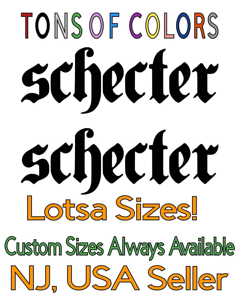 TWO Schecter Guitars Logo Die Cut Vinyl Decals Rock Music Heavy Metal