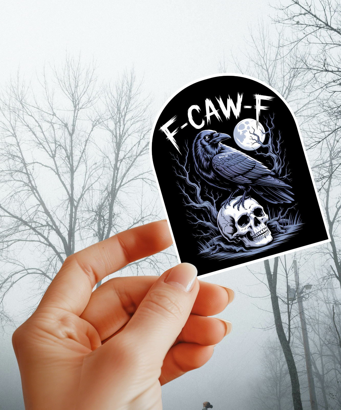 Funny, Sarcastic Halloween 3” “F-Caw-F” Crow Sticker For Tumbler, Laptop