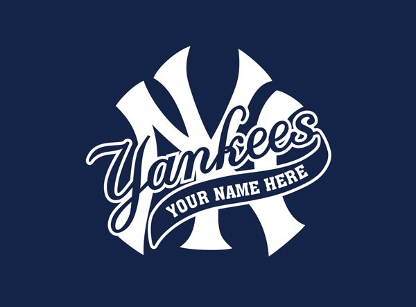 NY Yankees Logo Wall Decal w/ Your Name or Original Wording Home Car Decor