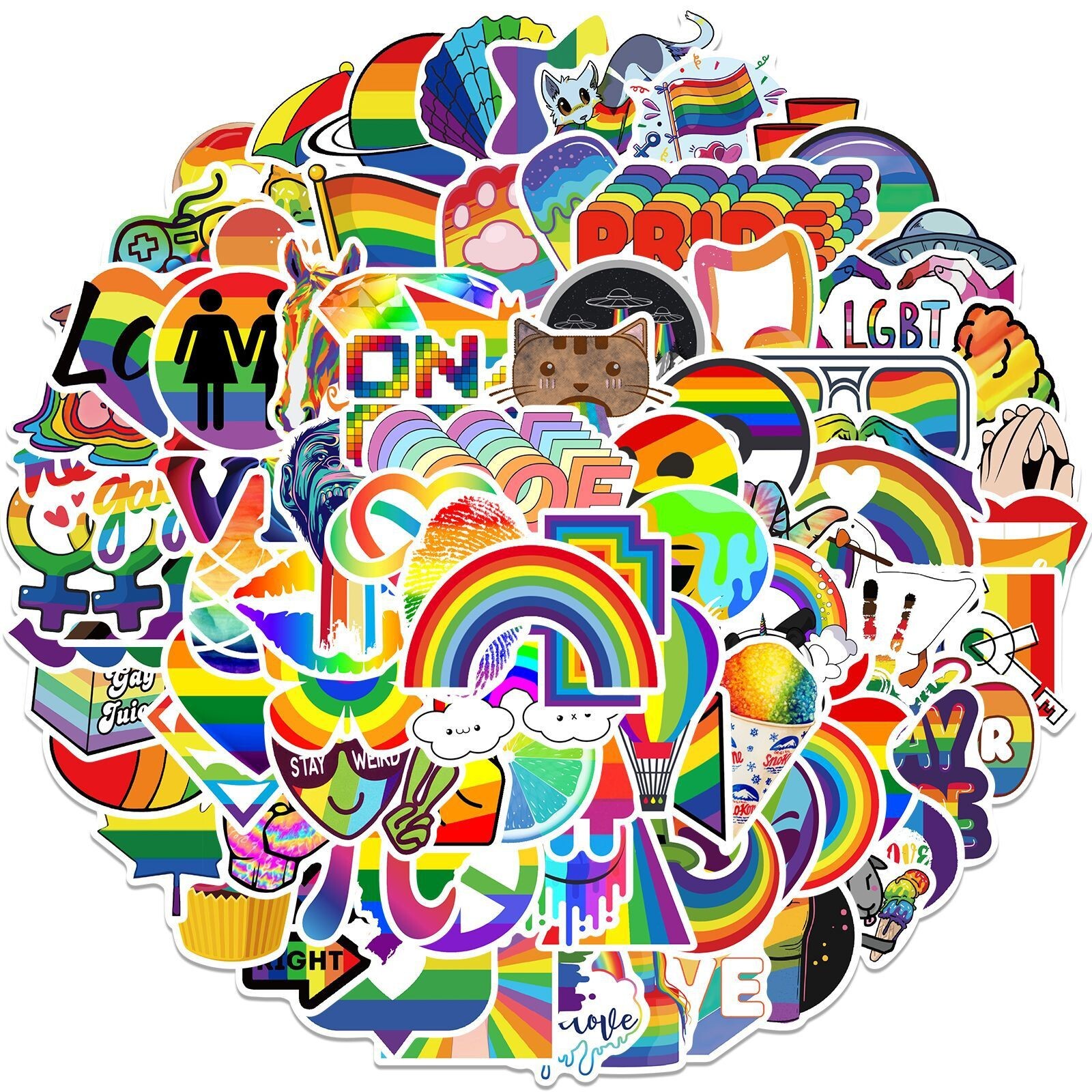 200 pcs LGBTQ Pride Stickers, Gay Lesbian Equal LOVE Waterproof