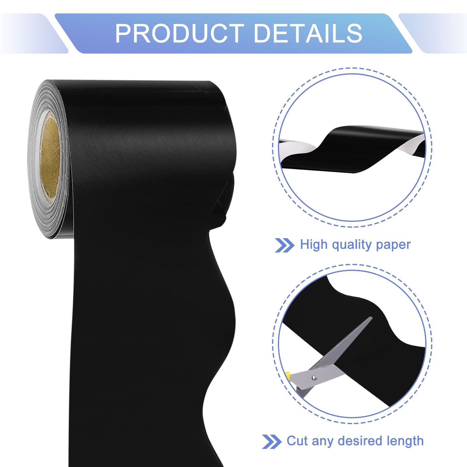 Bulletin Board Border, 32.8Ft x 2.24Inch Classroom Border Trim, Black
