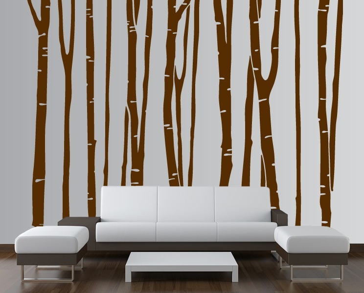 White Birch Tree Large Wall Decal Forest Vinyl Sticker Nursery Removable 9 trees