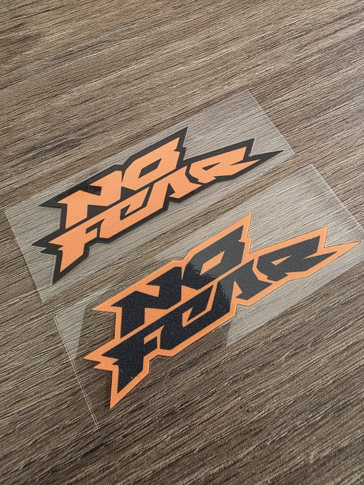 2X NO FEAR Orange & Black DECAL STICKER Waterproof Raised UVDTF 4in