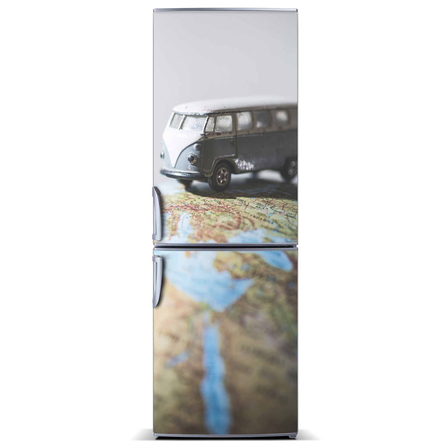 Magnet Sticker Refrigerator removable Maps & flags Van on the globe