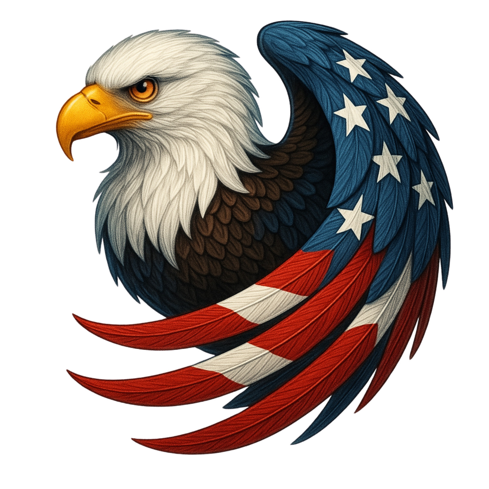 6pc Patriotic Bald Eagle USA Sticker Pack American Flag Vinyl Decals