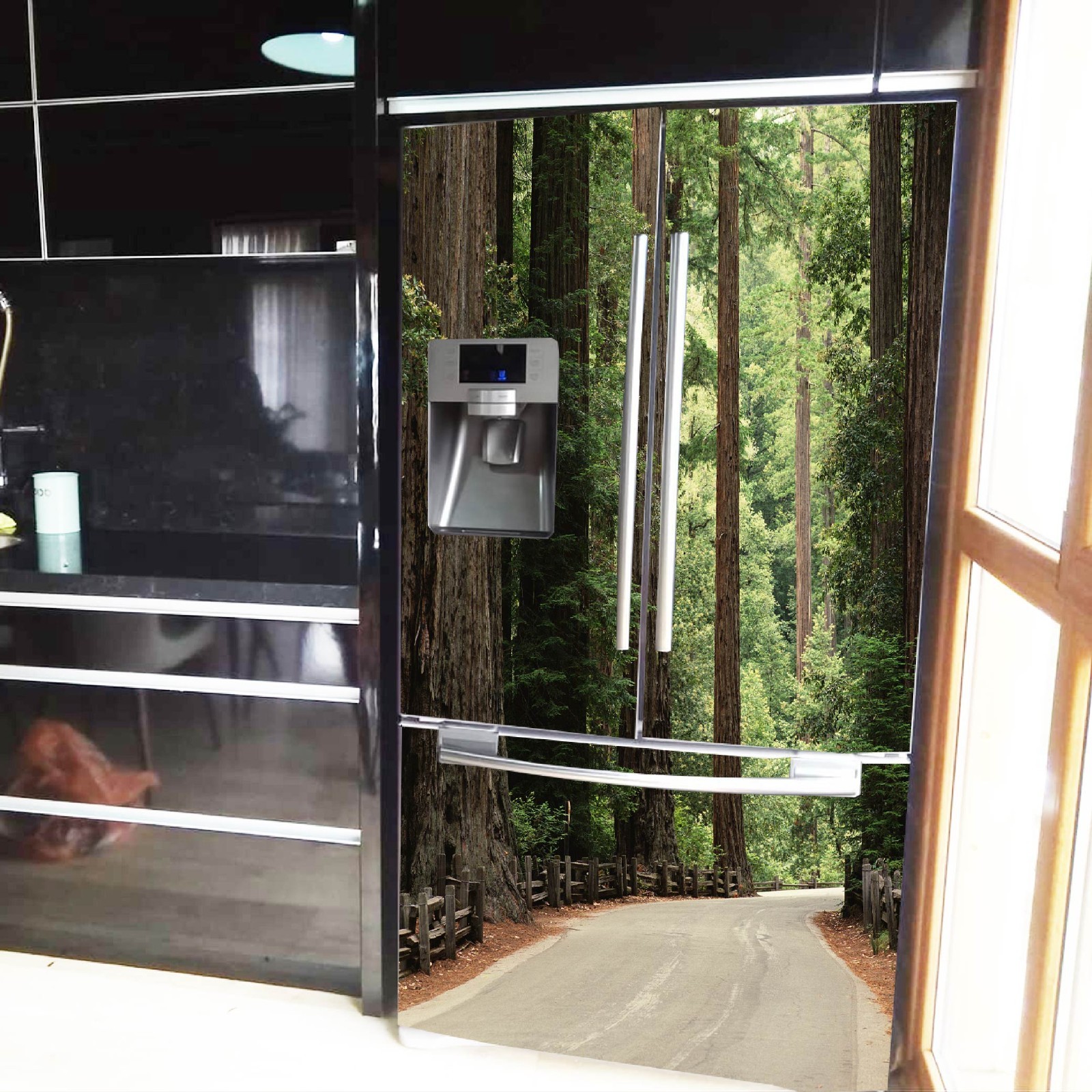 Forest Refrigerator Wrap, Nature Vinyl Fridge Cover