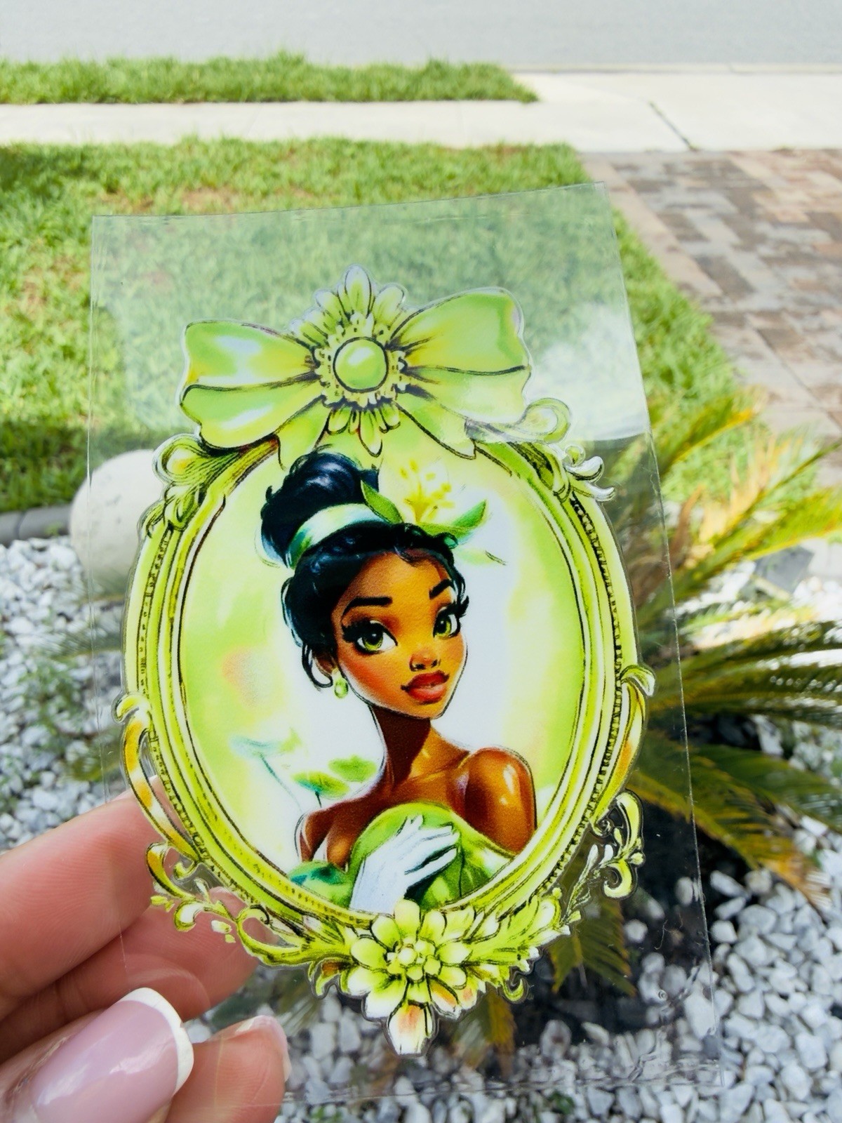Disney Princess Tiana Vinyl Sticker Decorative Self-Adhesive Green Yellow Black