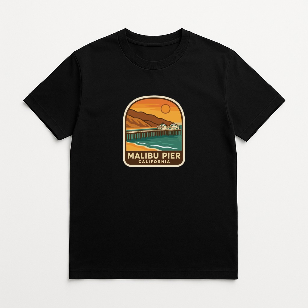 Malibu Pier California Iron On Heat Transfer Vinyl HTV Die-Cut Symbolic Landmark