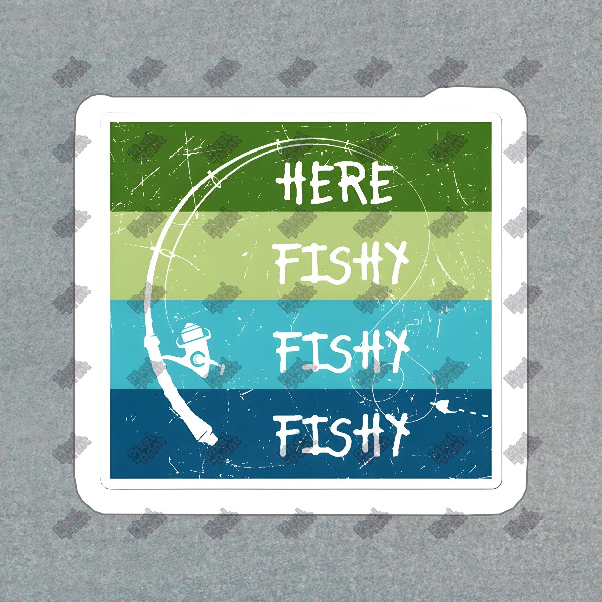 Here Fishy Fishy Vinyl Sticker Decal Perfect for Fishing Enthusiasts, #897890