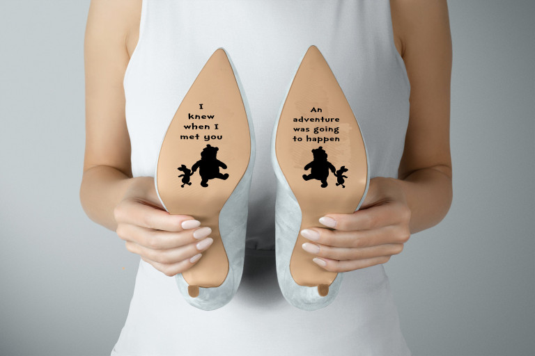 Charming Winnie the Pooh Wedding Shoe Sticker Decal for Brides – 125