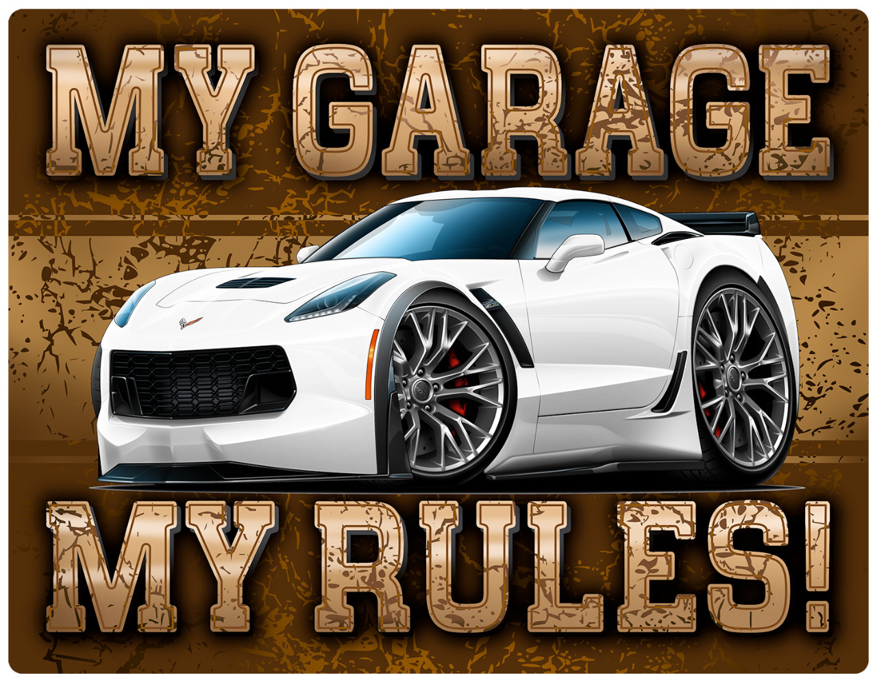 2015-19 Corvette C7 Coupe My Garage My Rules Wall Art Graphic Sticker