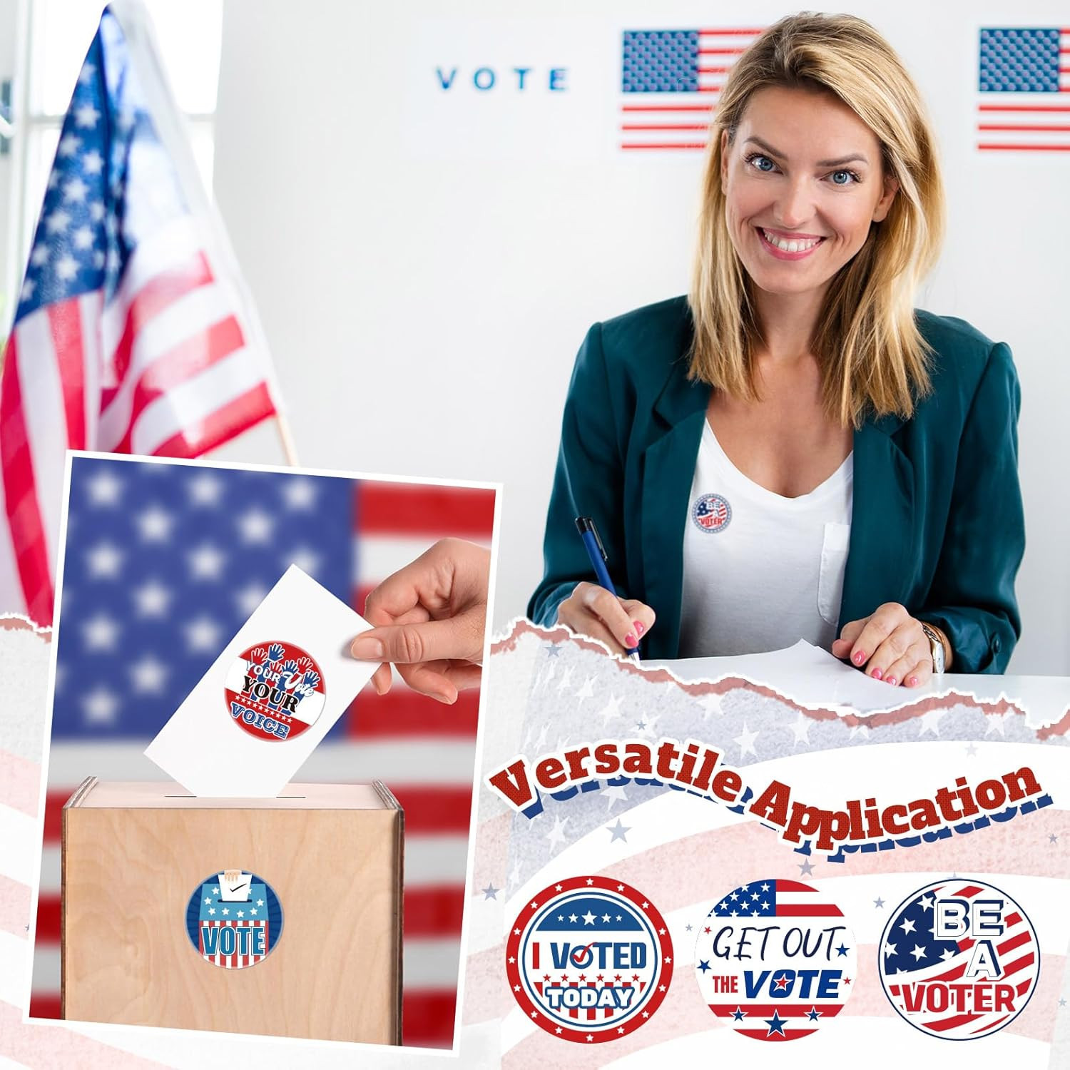 2 Rolls/ 1000 Pcs I Voted Stickers 2026 for Kids 1.5 Inch round Self Adhesive La