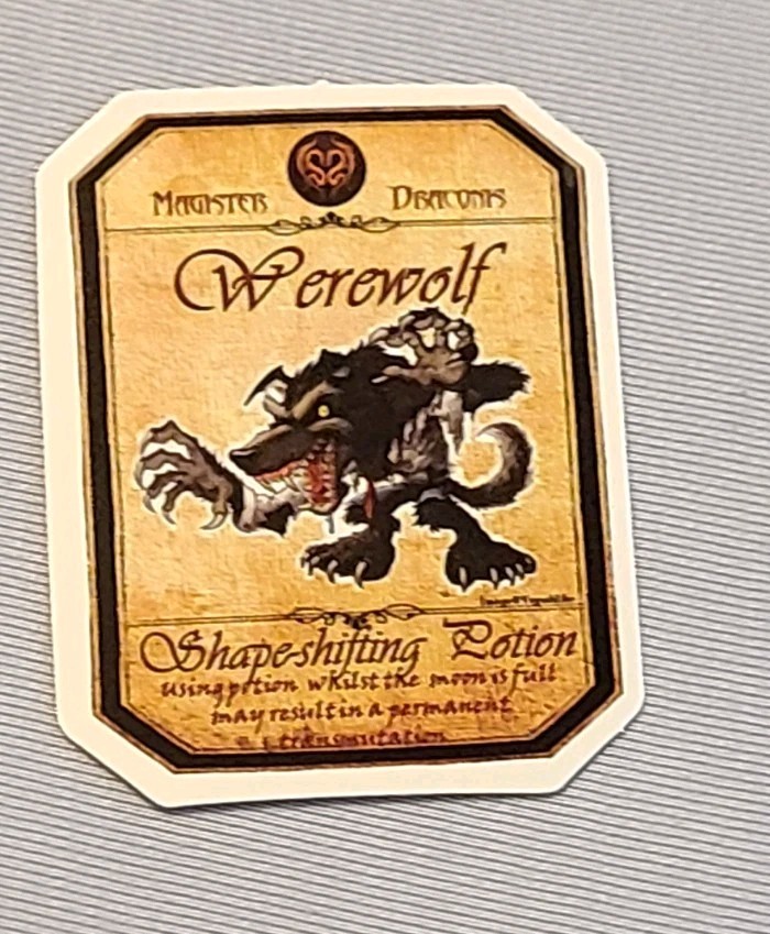 Werewolf Sticker Shape Shifting Potion Vinyl Die Cut Scrapbook Journal Decal