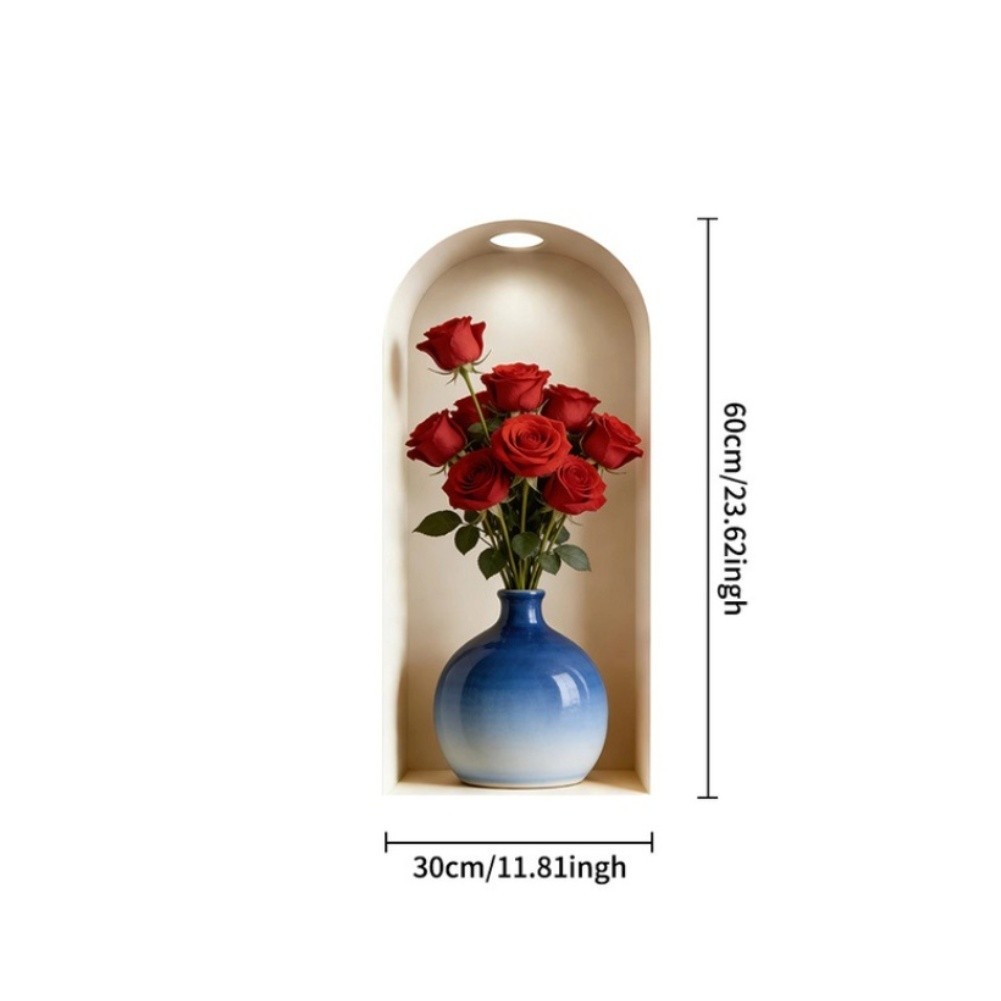 3D Realistic Flower Wall Sticker Vinyl PVC 30 60cm for Home Decoration