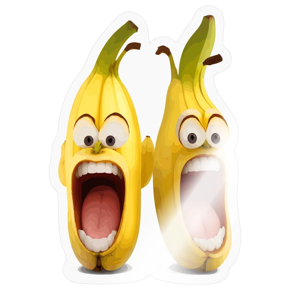 Screaming Bananas With Faces Sticker, max. 4 x 4", 4 x 4", transparent glossy